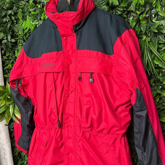 COLUMBIA SPORTSWEAR Mens Jacket M Red Black Bugaboo Full Zip 2 In 1 Fleece Lined - Picture 12 of 13